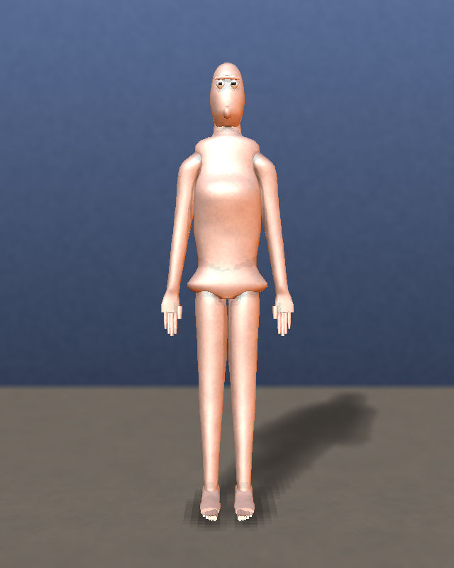 Same generated procedural body rendered from the front by the native anatomy renderer