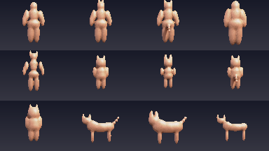 12-variant bestiary contact sheet
