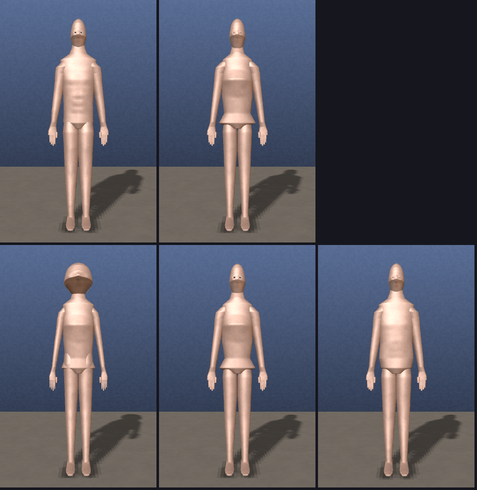 six procedurally generated characters