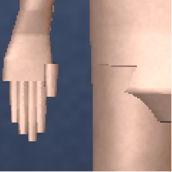 procedurally generated hand with fingers and thumb