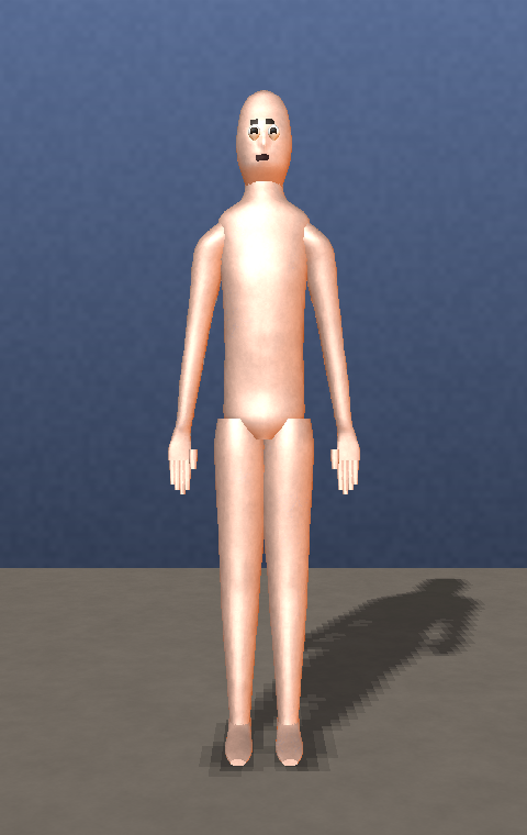 After the per-part variation fix: a proper cranium with eyes, brows and mouth on a continuous neck
