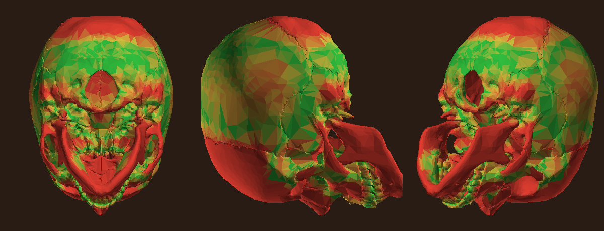 the scanned oracle heat-mapped by distance to our surface