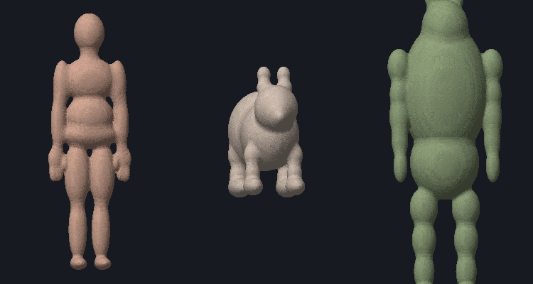one generator, three creatures: human, rabbit, four-armed monster